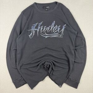 Y2K Hurley Long Sleeve Waffle Knit Thermal Shirt Men's L Black EUC